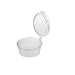 PP Sauce Round Container with Hinge Lid – Clear 35ml