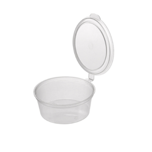 PP Sauce Round Container with Hinge Lid – Clear 50ml