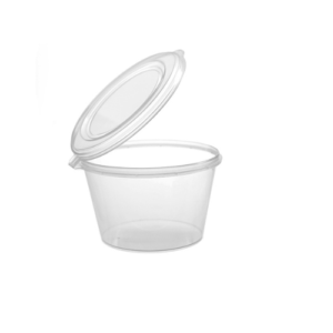 PP Sauce Round Container with Hinge Lid – Clear 100ml