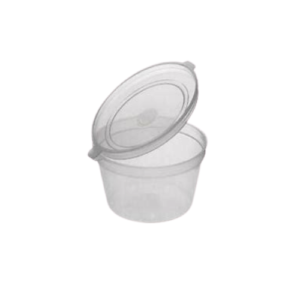 PP Sauce Round Container with Hinge Lid Clear 25ml